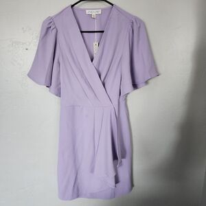 She + Sky NWT Women's Small Light Purple Mini Dress Bodycon Faux Wrap Spring